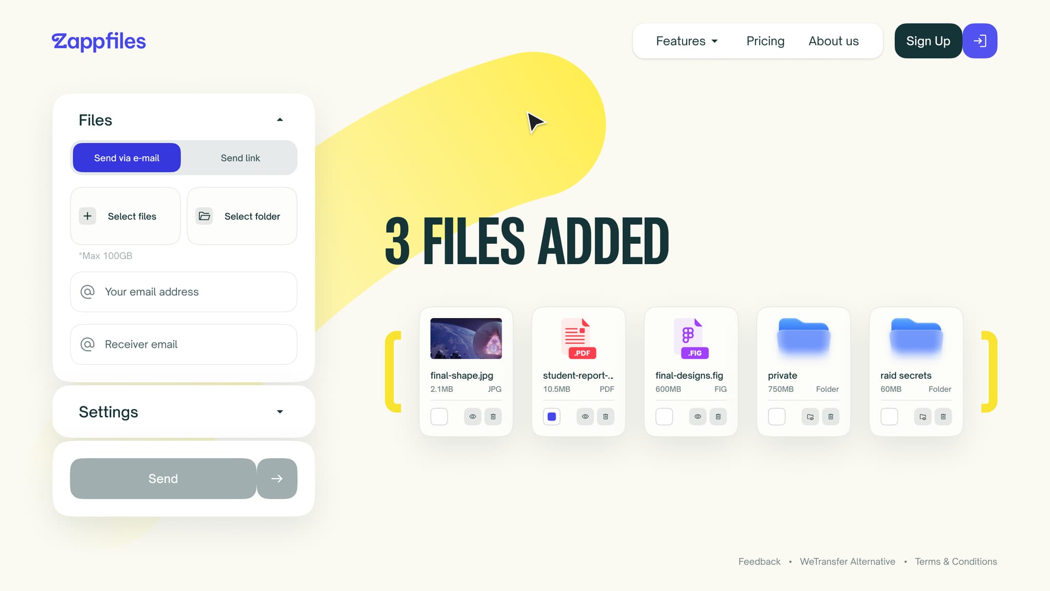 Send folders online with ZappFiles while keeping structure