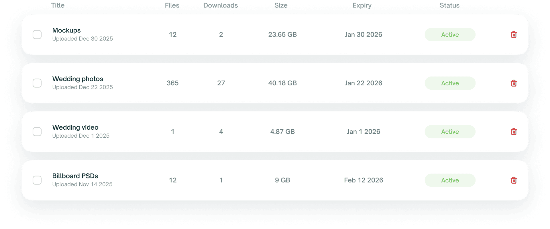 ZappFiles upload dashboard showing history and downloads