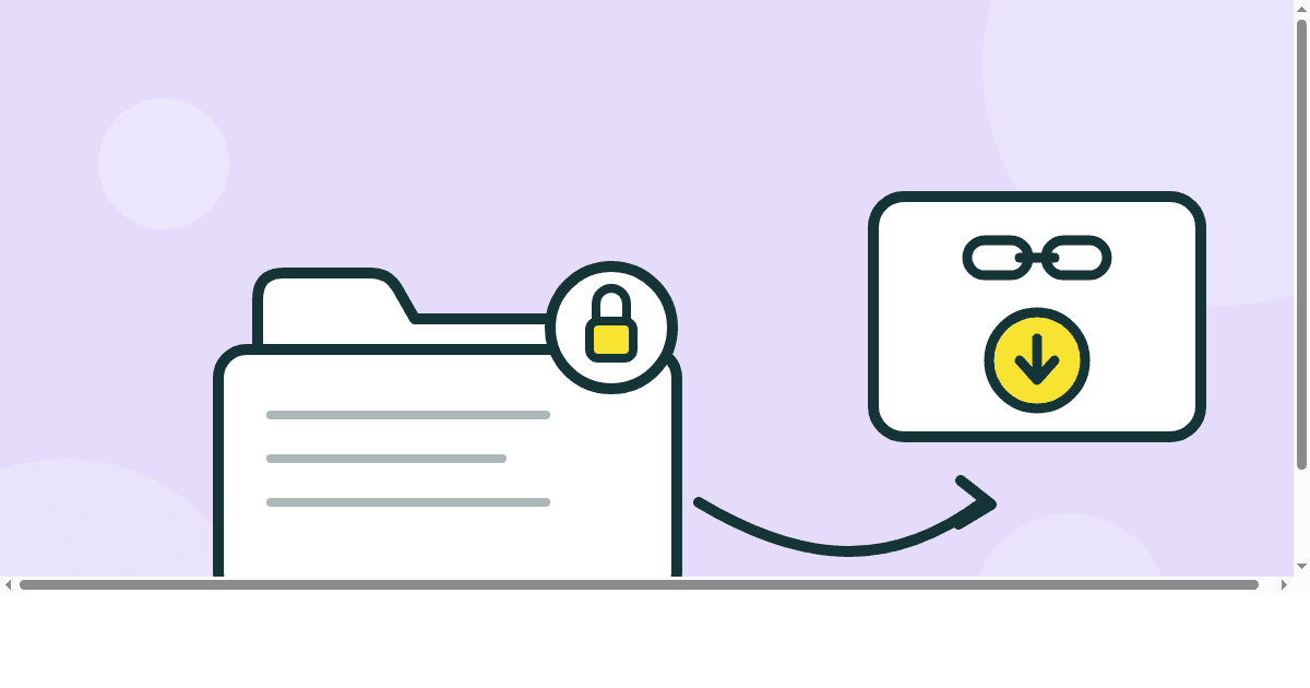 Illustration of a folder with a padlock next to a single scoped download link